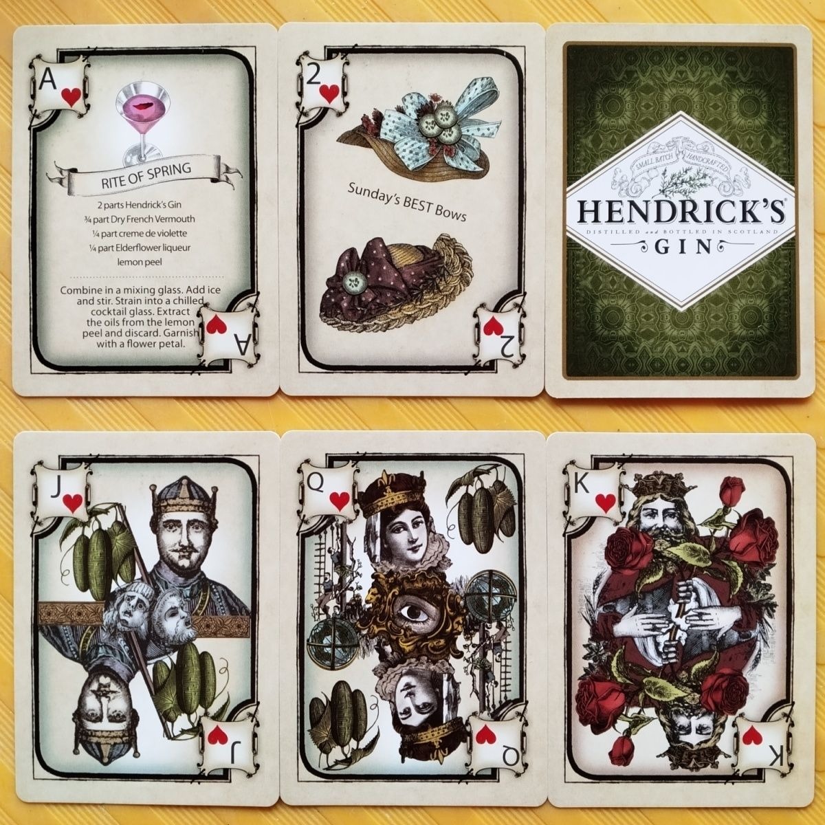 Cocktail Recipe Book - Hendrick's Gin Spielkarten-Set 9*6cm, komplettes 52-Karten-Deck
