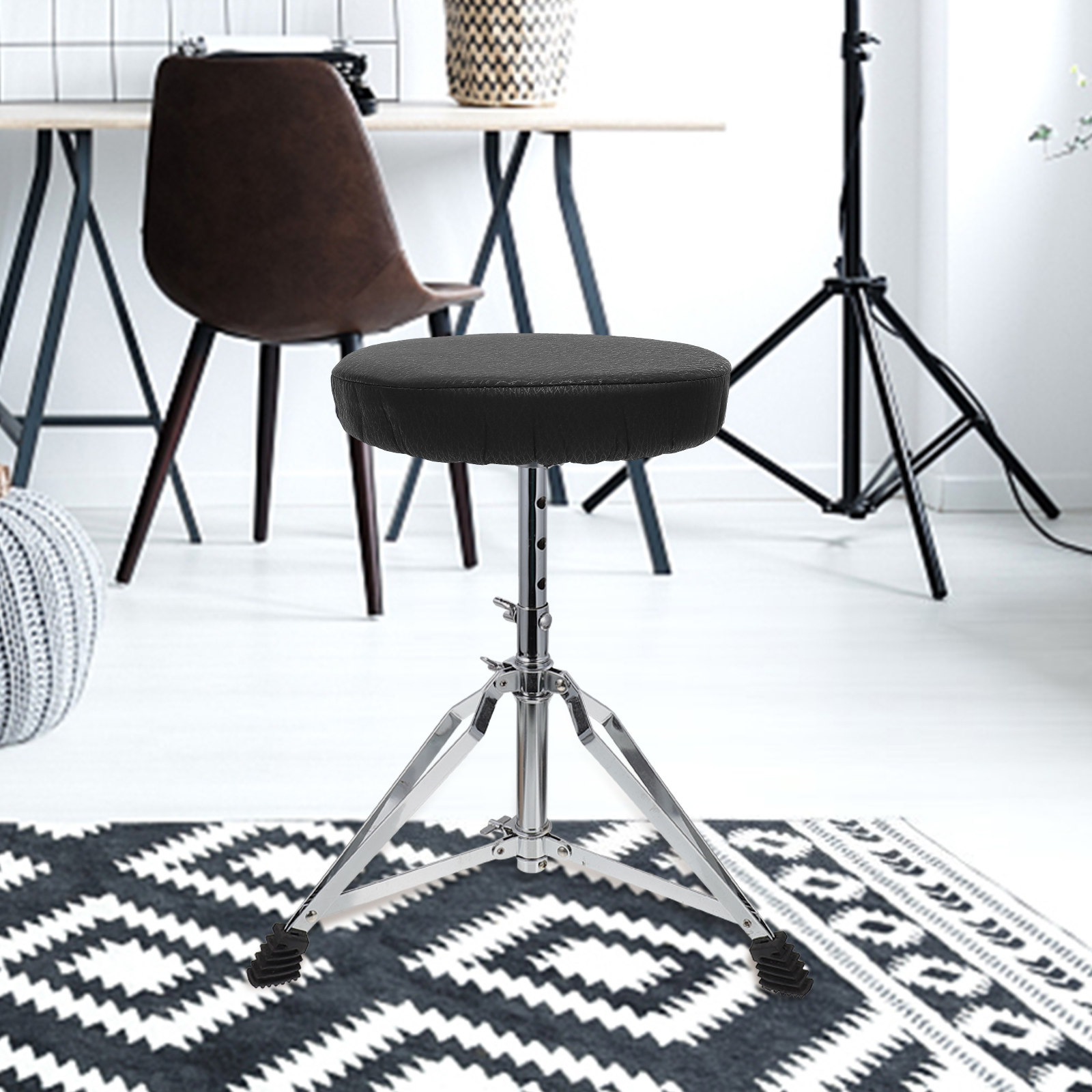 Home Bar Stools - Super Runder Hockerbezug aus Schwarzer Baumwolle