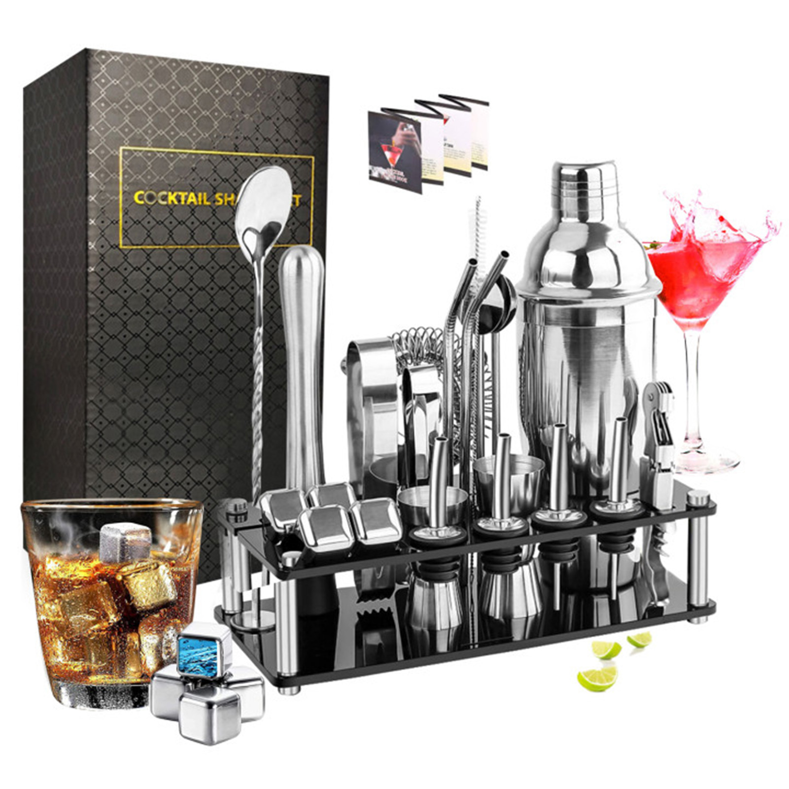 Cocktail Recipe Book - Cocktail Machen Set Shaker Edelstahl Bar
