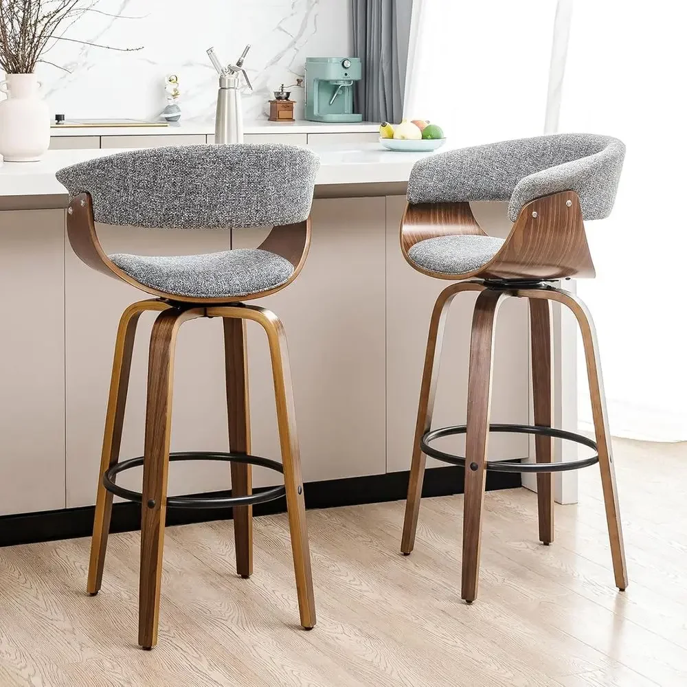 Set aus 2 grauen Stoff-Drehbar – Home Bar Stools Bewertung und Preis