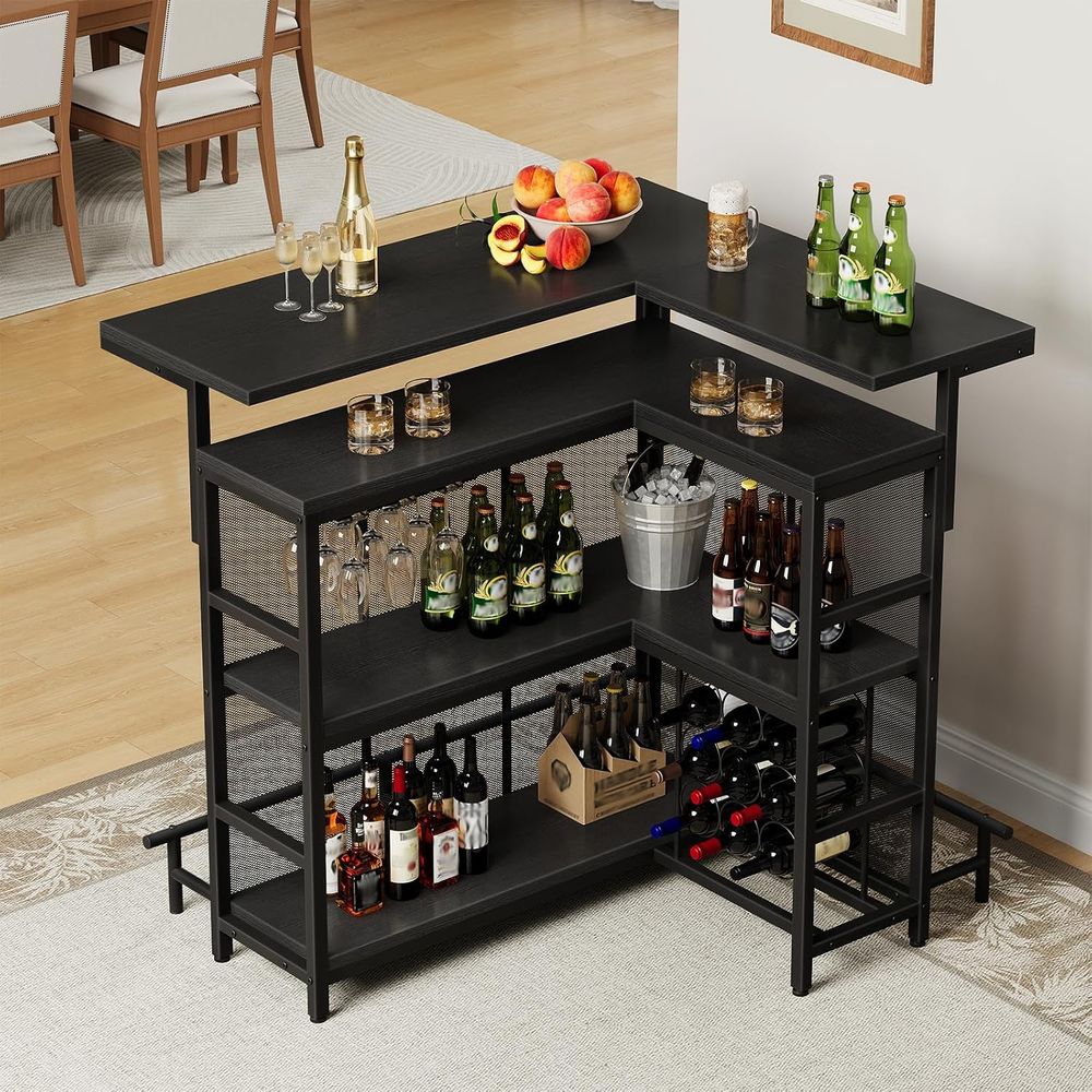 L-förmige Hausbar-Einheit mit  – Home Bar Shelves Bewertung und Preis