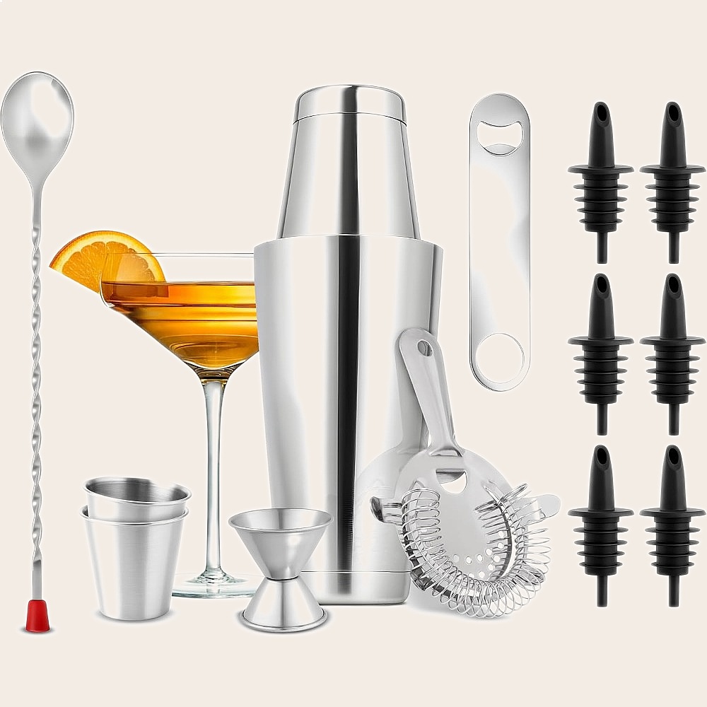 15-teiliges Edelstahl-Cocktail – Cocktail Recipe Book Bewertung und Preis